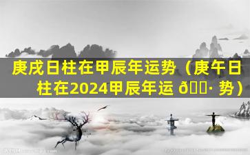 庚戌日柱在甲辰年运势（庚午日柱在2024甲辰年运 🌷 势）